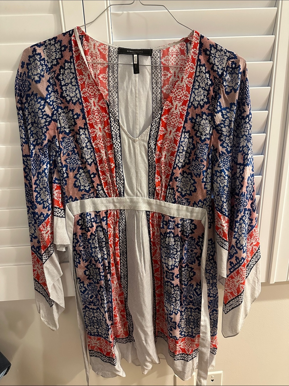 BCBG Boho Printed Open Front Kimono Cardigan - Multicolor